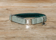 Dog Collar in Green and Dove