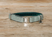 Stocky & Dee Dog Collar in Green and Dove