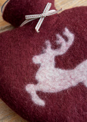 Dorothee Lehnen Prancing Stag Hot Water Bottle in Bordeaux