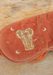 Elizabeth Scarlett Golden Elephants Velvet Eye Mask in Rust