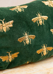 Elizabeth Scarlett Honey Bee Velvet Pouch in Forest