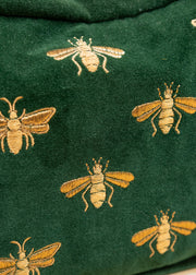 Elizabeth Scarlett Honey Bee Velvet Wash Bag in Forest