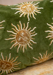 Elizabeth Scarlett Sun Goddess Velvet Pouch in Fern Green