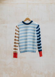 Eribé Stobo Stripe Reversible Sweater in Navy Reflection