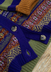 Eribé Stobo Vee Fairisle Cardigan in Mulberry