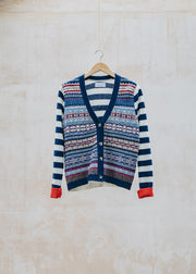 Eribé Stobo Vee Fairisle Cardigan in Navy Reflection
