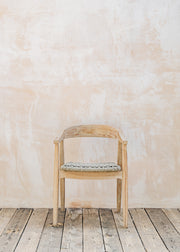Gommaire Faye Teak Armchair in Natural Grey and Wicker with Cushion