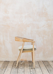 Gommaire Faye Teak Armchair in Natural Grey and Wicker with Cushion