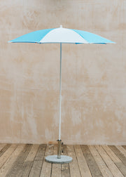 Fiam Spa Elios Pop Round Beach/Garden Centre Pole Parasol in Blue and Light Blue, 180cm