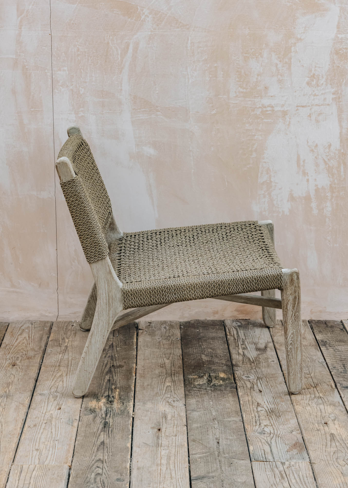 Gommaire Fiona Teak Easy Chair in Natural Grey and Sand Wicker