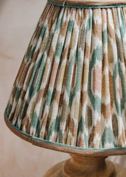 Pooky Lighting GP & J Baker Ikat Spot Linen Empire Shade in Teal and Brown, 25cm