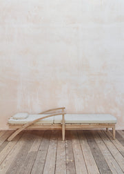 Gommaire Faye Teak Sunbed in Natural Grey with Bouclé Cushion