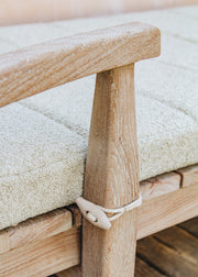 Gommaire Faye Teak Sunbed in Natural Grey with Bouclé Cushion
