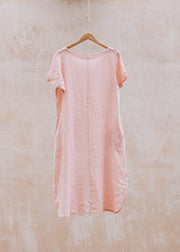 Amazing Woman Janey Linen Straight Midaxi Dress in Rose Pink