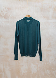 John Smedley Dorset Polo Wool Polo Shirt 30s Collar in Richardson Green
