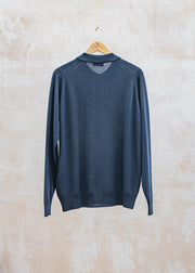 John Smedley Tibor Button Through Wool Shirt in Midnight