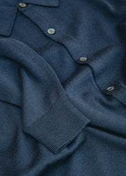 John Smedley Tibor Button Through Wool Shirt in Midnight