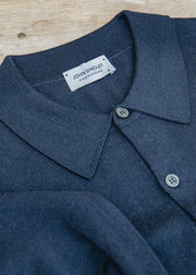 John Smedley Tibor Button Through Wool Shirt in Midnight