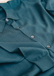 John Smedley Tibor Button Through Wool Shirt in Richardson Green