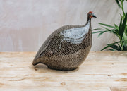 Sarl Caillard Deco Large Ceramic Guinea Fowl in Brown Black Spotted Grey