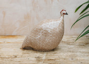 Sarl Caillard Deco Large Ceramic Guinea Fowl in Brown Spotted White