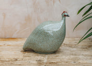 Large Ceramic Guinea Fowl in Grey Spotted Blue Sky