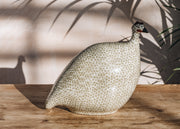 Sarl Caillard Deco Large Ceramic Guinea Fowl in Grey Spotted White