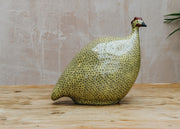 Sarl Caillard Deco Large Ceramic Guinea Fowl in Grey Spotted Yellow