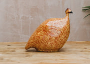 Sarl Caillard Deco Large Ceramic Guinea Fowl in Red Spotted Yellow