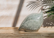 Sarl Caillard Deco Large Ceramic Guinea Fowl in White Spotted Green Duck