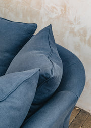 The Hastings Sofa Company Laurel Chaise Modular Two-Piece Sofa in Indigo Slubby Linen