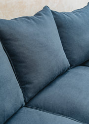 The Hastings Sofa Company Laurel Chaise Modular Two-Piece Sofa in Indigo Slubby Linen