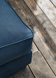 The Hastings Sofa Company Laurel Chaise Modular Two-Piece Sofa in Indigo Slubby Linen