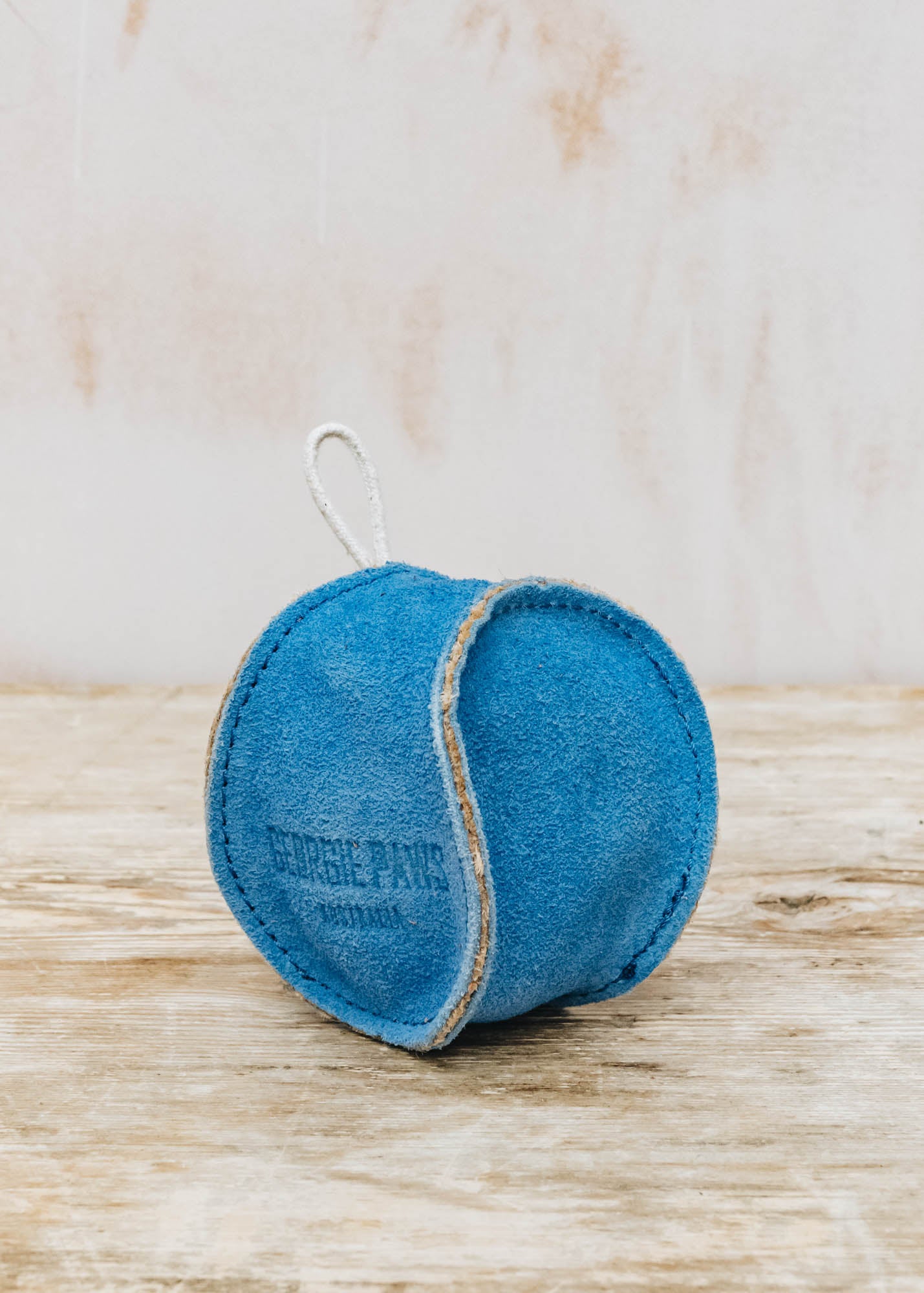 Georgie Paws Leather Dog Ball in Blue