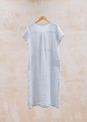 Amazing Woman Lexia Long Round Neck Linen Dress in Pearla