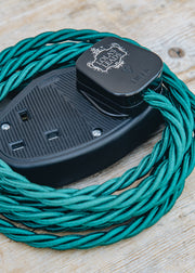 Lolapalooza Kingfisher 3m Extension Lead with Black Two Gang Socket