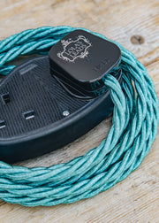 Lolapalooza Malachite 3m Extension Lead with Black Two Gang Socket