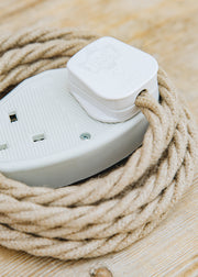 Lolapalooza Jute 3m Extension Lead with White Two Gang Socket