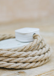 Lolapalooza Jute 3m Extension Lead with White Two Gang Socket