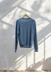 Kenny Ryder Margaret Howell Textured Blue/Grey Cotton & Wool Crewneck - S/M