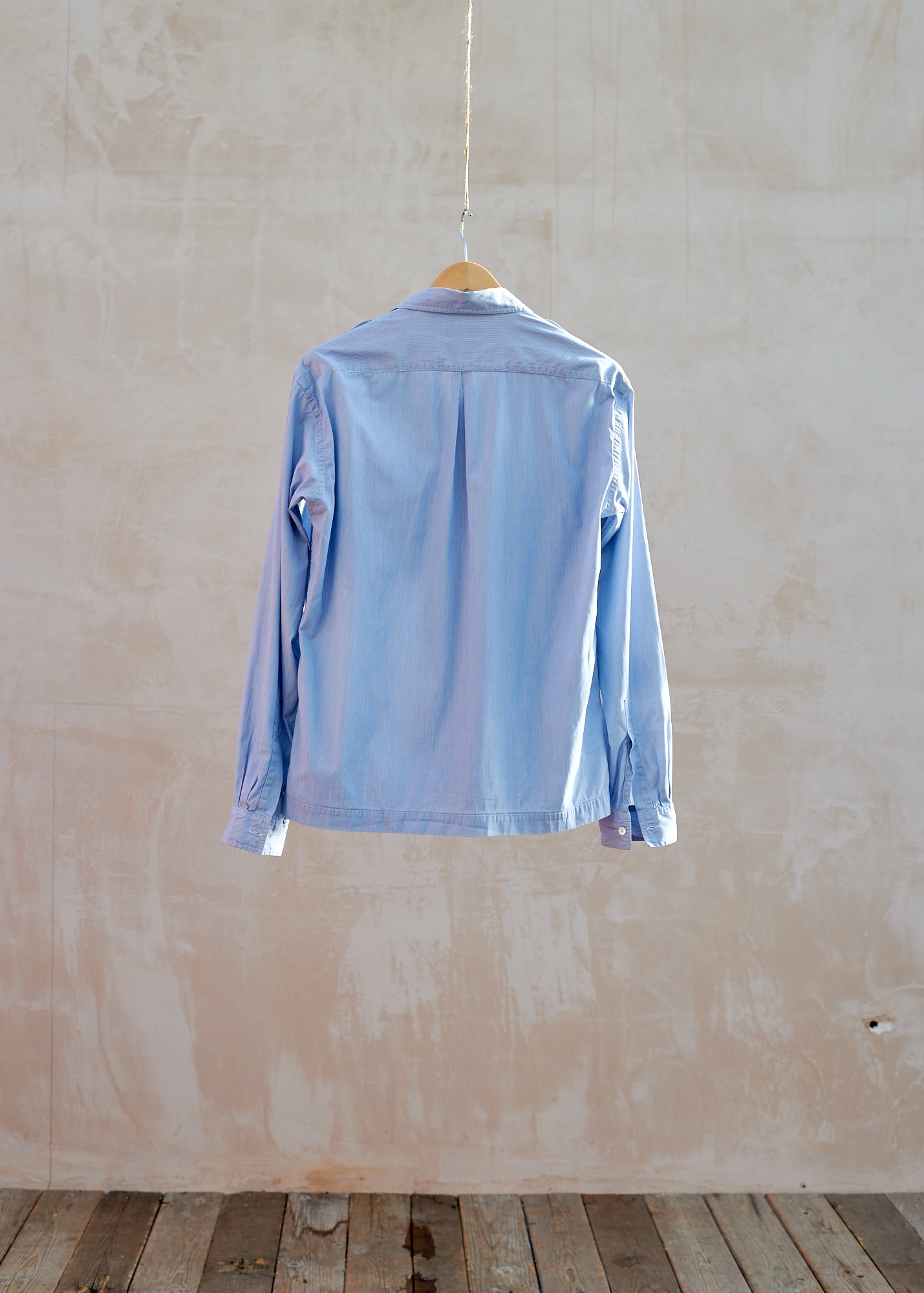 Margaret Howell Blue Striped Fine Cotton Military Shirt - L/XL