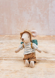 Maileg Big Brother Hiker Mouse in Stripes