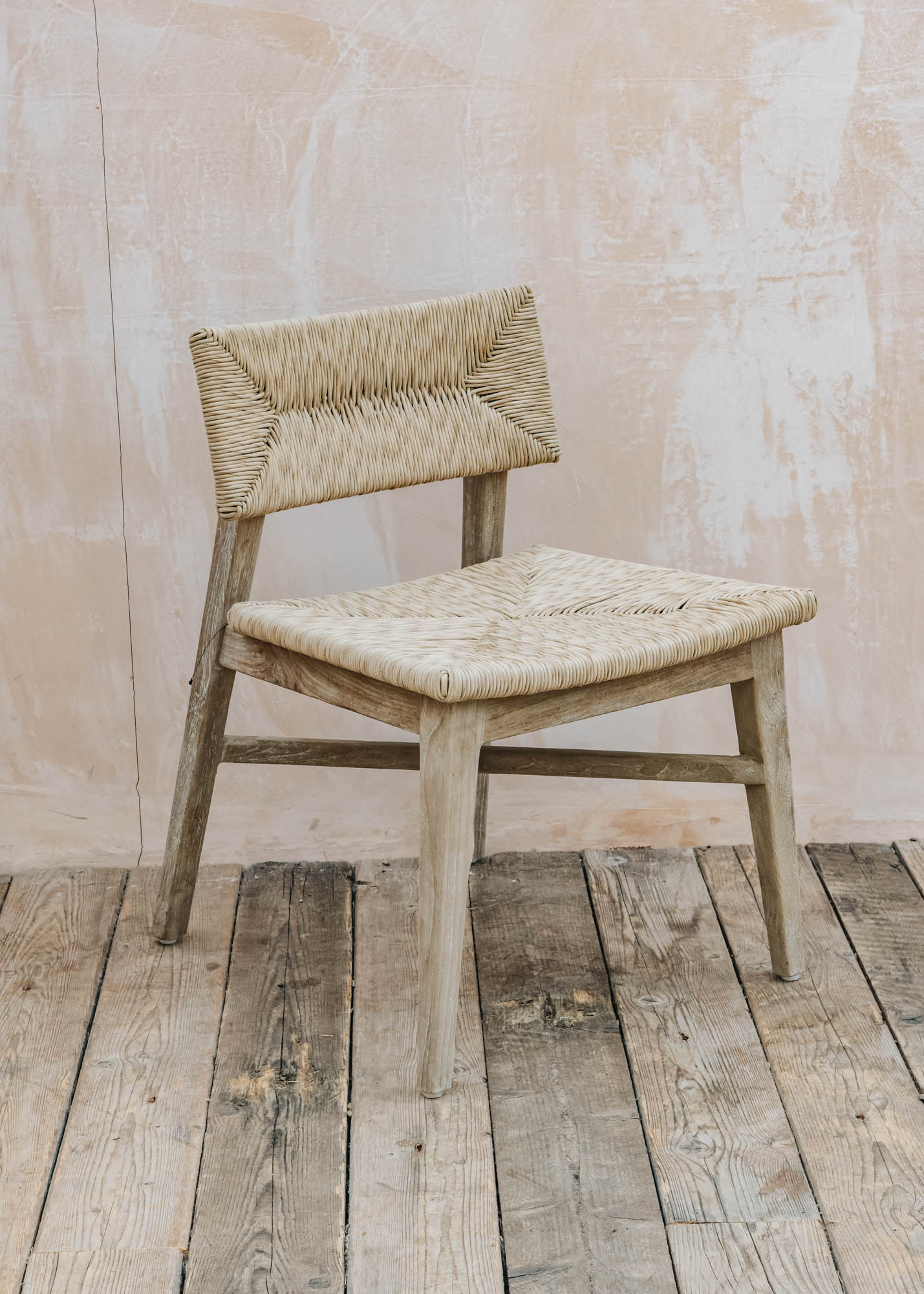 Gommaire Marie Teak Chair in Natural Grey and Sand Wicker
