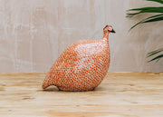 Sarl Caillard Deco Medium Ceramic Guinea Fowl in Red Spotted WhiteMedium Ceramic Guinea Fowl in Red Spotted White