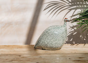 Sarl Caillard Deco Medium Ceramic Guinea Fowl in White Spotted Green Duck