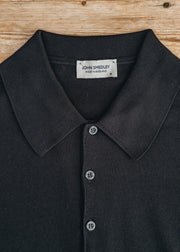 John Smedley Isis Short Sleeved 30s Collar Polo Shirt in Black
