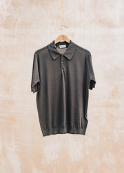 John Smedley Isis Short Sleeved 30s Collar Polo Shirt in Black