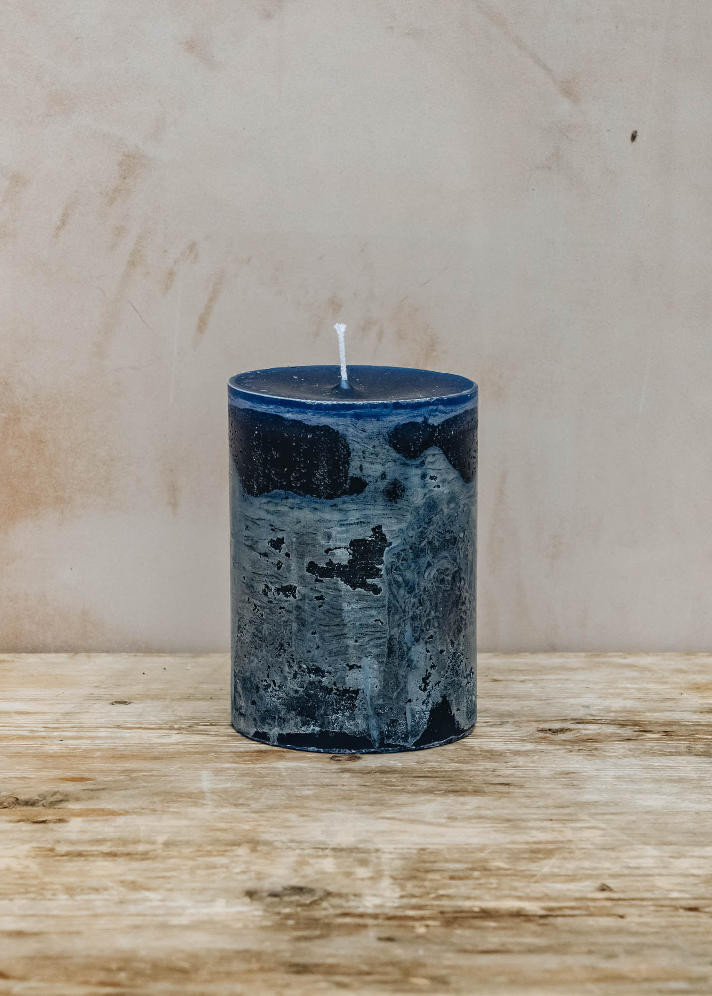 Mini Super Pillar Candle in Dark Blue, 10cm x 15cm