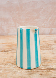 Musango Pottery Candy Stripe Creamer in Turquoise
