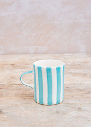 Musango Pottery Candy Stripe Demi Mug in Turquoise